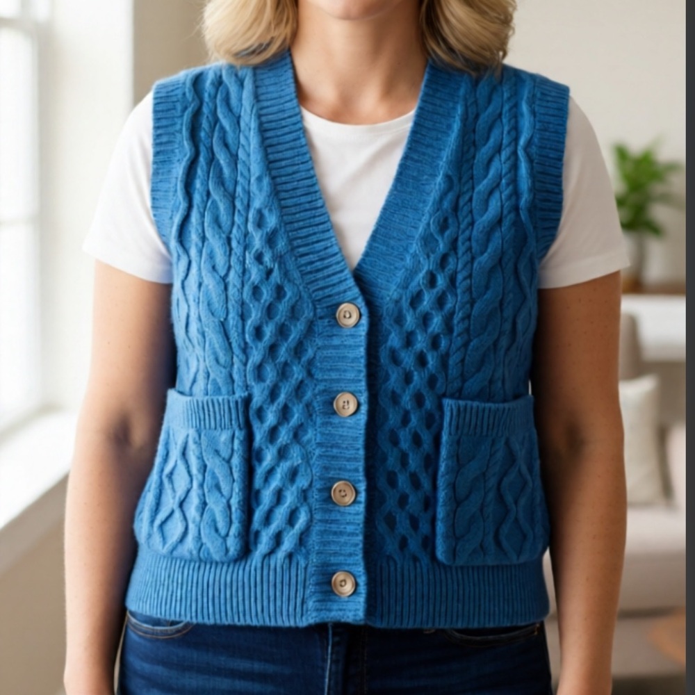 DEMYLEE Blue Wool Sweater Vest